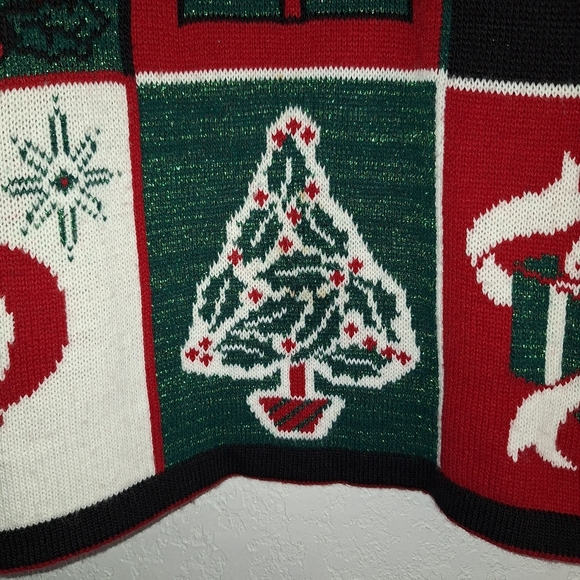Vtg Nutcracker Ugly Christmas Sweater Tree Presents Snowflake Bell Sz L *Stain - Picture 6 of 10